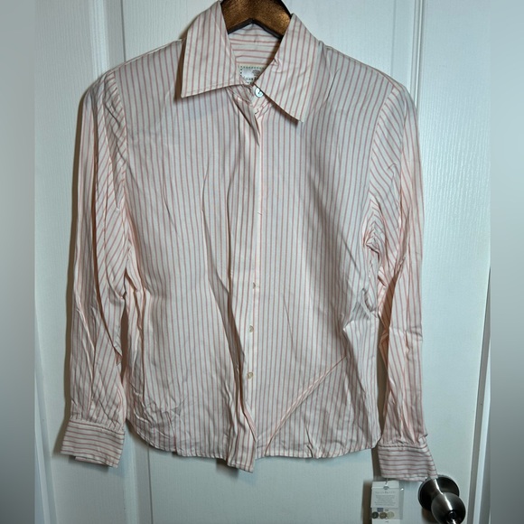 Susan Bristol Tops - Vintage Susan Bristol Pink Striped Button-Up Shirt - Size 4P NWT NOS
